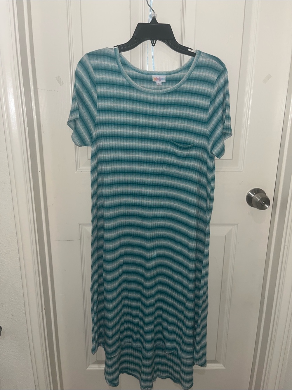 LuLaRoe Teal Striped Midi Dress